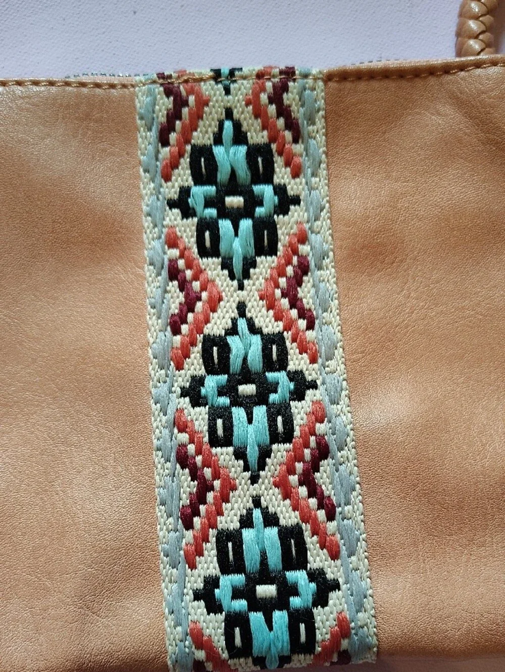 Peachy Tan Leather Wristlet